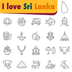 Icons of Sri Lanka's culture, nature, and tourism. Symbols of Sri Lanka.