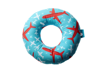 Neck pillow with airplane icon isolated on a transparent background