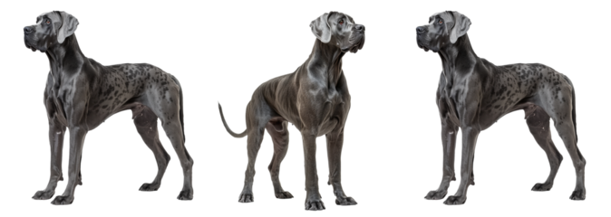 Set of Great Dane Isolated on Transparent Background. PNG.