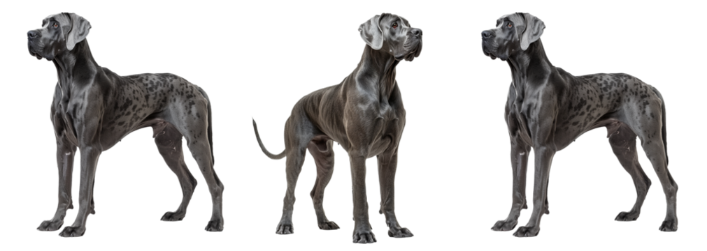 Set of Great Dane Isolated on Transparent Background. PNG.