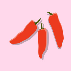 Red Chili Peppers Illustration – Spicy food, hot peppers, cooking ingredients, organic produce, vegetarian meals, and culinary art.