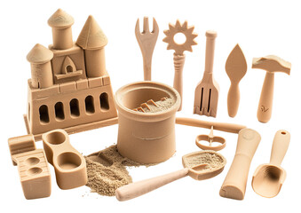 Sandcastle mold tools bundle isolated on a transparent background