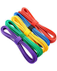 Resistance bands set in multiple colors isolated on a transparent background