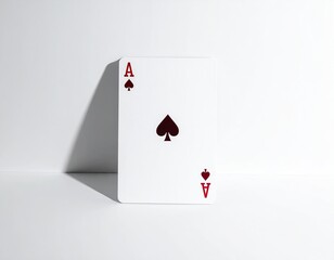 Obraz premium Ace of Spades playing card, white background, shadow