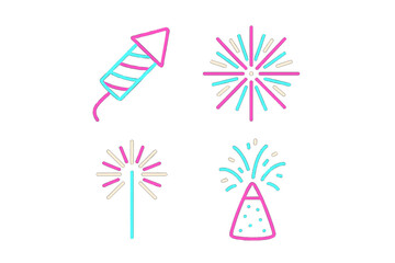 Vibrant and colorful pyrotechnic elements for festive holiday celebrations, special events, and party decorations