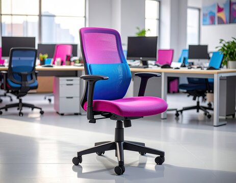 Vibrant office chair in a modern workspace - Powered by Adobe