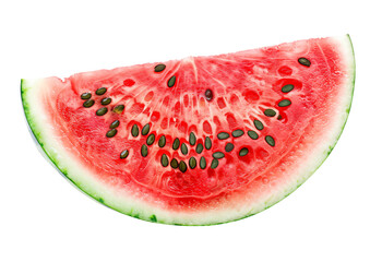 Watermelon slice with seeds flat cut isolated on a transparent background