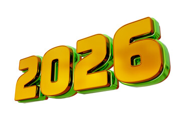 3D New Year 2026 Green Golden