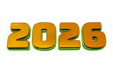 3D New Year 2026 Green Golden
