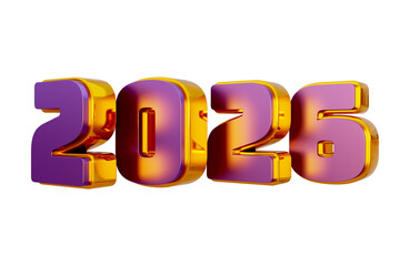 3D New Year 2026 Purple Golden