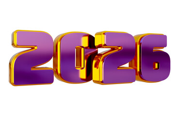 3D New Year 2026 Purple Golden