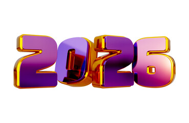 3D New Year 2026 Purple Golden