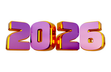 3D New Year 2026 Purple Golden
