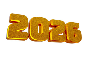 3D New Year 2026 Glitter Golden