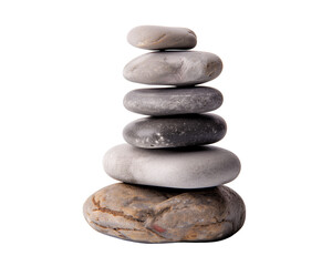Zen stones stacked in balance isolated on a transparent background