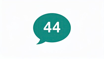 Teal speech bubble with white number 44