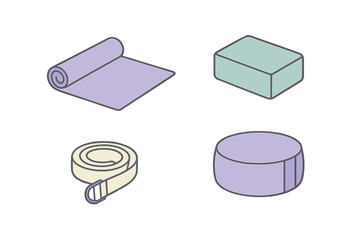 Fitness and exercise equipment set including yoga mat, block, resistance band, and measuring tape for a healthy lifestyle