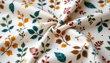 Closeup Botanical Prints White Fabric