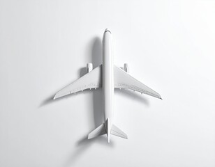 White toy airplane on white background