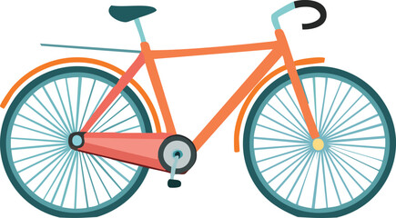 Colorful Bicycle Illustration with Retro Design Elements and Clean Lines