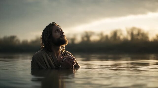 Man in water, Jesus in river, prayer in faith, baptism in water, peace in river, hope in water, believe in peace, faith in hope, river in prayer, water in believe, man in baptism, peace in faith