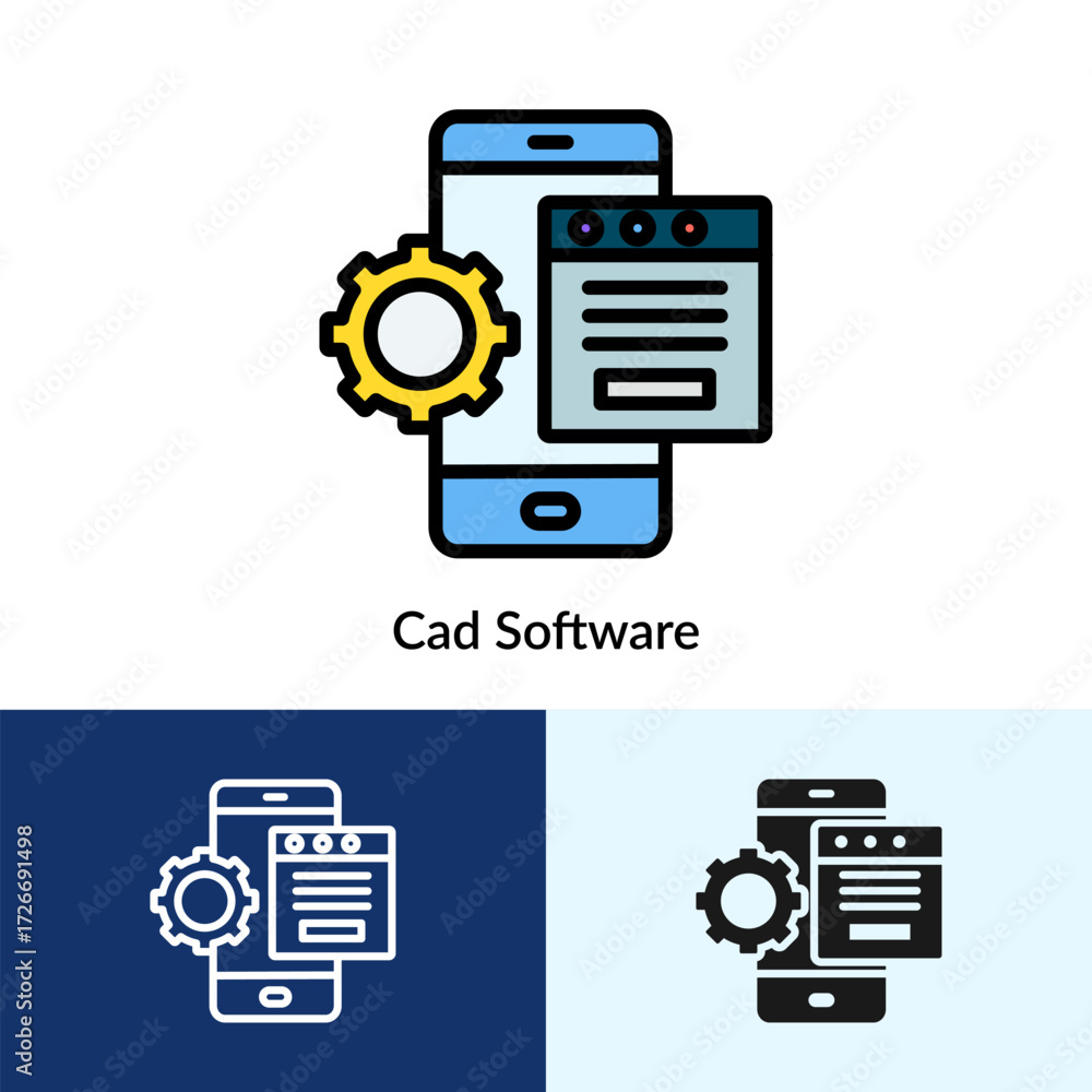 Poster cad software icon collection with multi styles