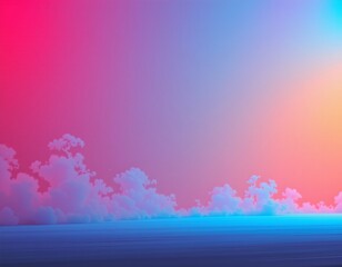 Fototapeta premium Vibrant Pink Blue Gradient Stage with Mist