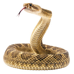 Fototapeta premium Rattlesnake coiled and ready to strike isolated on transparent background
