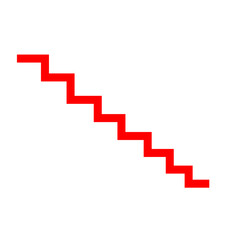 Fototapeta premium An asymmetrical red staircase outline in transparent background png