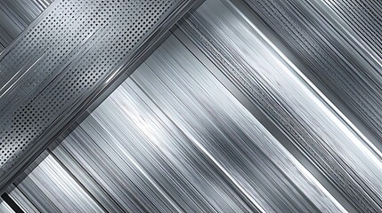 Industrial steel sheets arranged in cross-pattern with brushed finish and dotted accents. Ideal for architecture panels, machinery and high-tech commercial spaces.