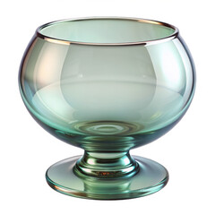 Stylish green brandy glass with silver rim isolated on transparent background