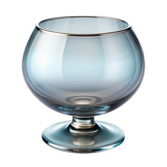 Elegant blue brandy glass with silver rim isolated on transparent background