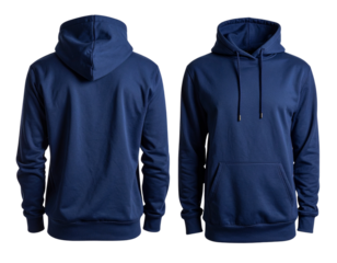  Minimalist Sportswear Hoodie in Navy Blue, Full Front and Rear Display