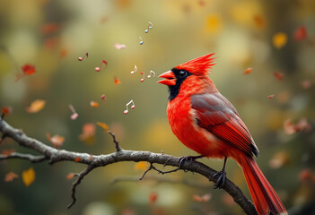 Red Cardinal Bird on Branch