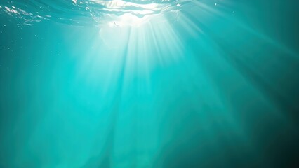 Obraz premium Abstract underwater scene with fragmented light beams in turquoise water, evoking a sense of fluid motion.