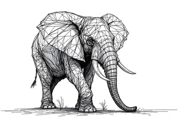 Polygonal Elephant Line Art