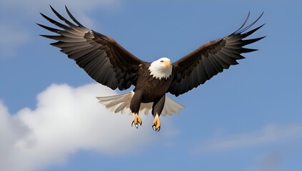 Obraz premium Majestic Eagle Soaring Through the Sky in Dramatic Light