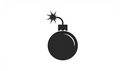 Simple black silhouette of a bomb with fuse