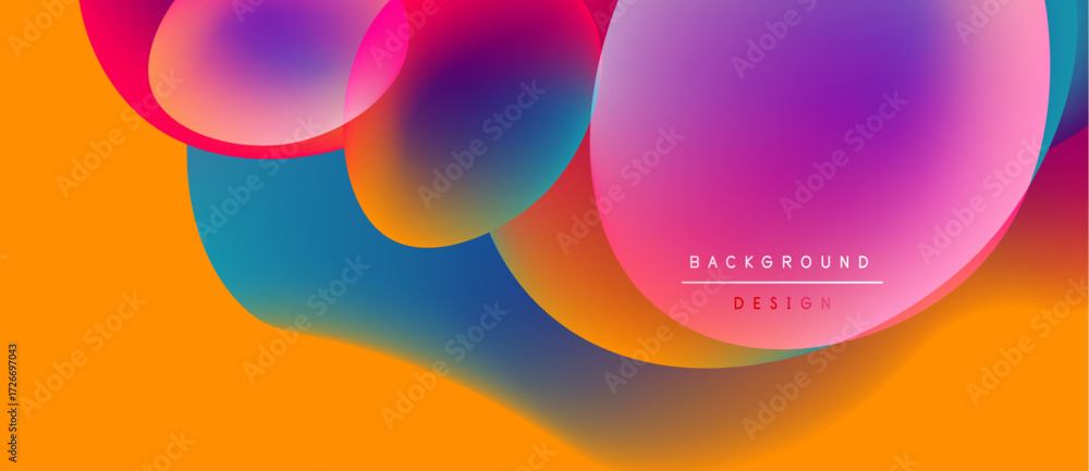 Aufkleber abstract vibrant shapes overlap, creating fluid colorful composition. orange background complements 
