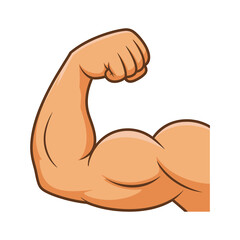 Cartoon Muscular Arm Bicep Curl Strength and Fitness Graphic Illustration for Health Wellness and Power Concepts