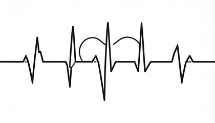 Black EKG line graph on white
