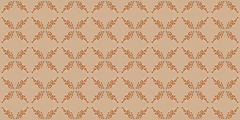 Autum Winter Pattern Background Illustration For Cover, Banner, Notes. Fall Winter Aesthetic Background.  Plant And Flower Pattern Background.