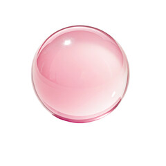 Pink glass sphere isolated on transparent background with smooth surface and light