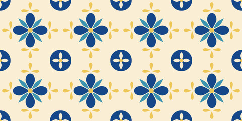 Floral geometric seamless pattern. Abstract botanical ornament, background, wallpaper, wrapping paper. Vector illustration.