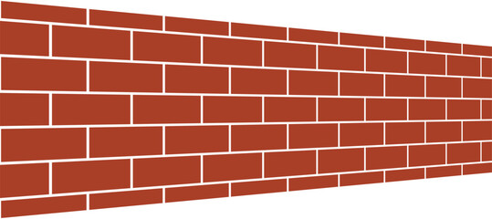 Obraz premium Stylized red brick wall illustration in geometric style with white mortar lines. Classic running bond pattern, clean minimalist design, low-angle perspective adds depth and dimension.