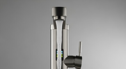 A sleek, modern metal device with a cylindrical body and a control lever. It features a digital display with colored indicators, suggesting advanced technology.