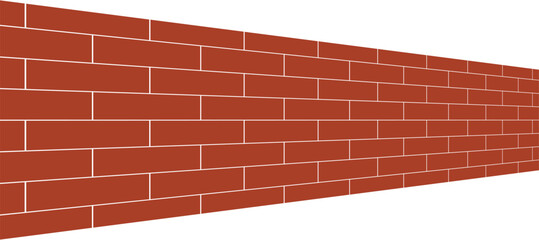 Obraz premium Stylized red brick wall illustration in geometric style with white mortar lines. Classic running bond pattern, clean minimalist design, low-angle perspective adds depth and dimension.