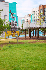 Fototapeta premium Urban playground with modern residential buildings