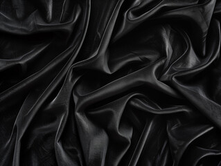 Fototapeta premium Black Silk Fabric Texture Elegant Black Cloth Background