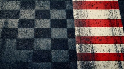 Race Track Asphalt Texture Checkered Flag Start Finish Line Red White